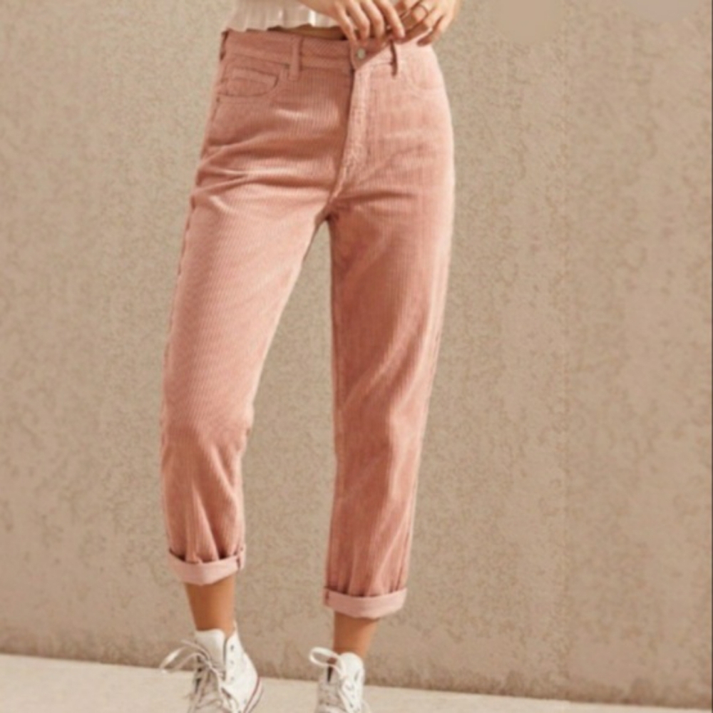 American Eagle Outfitters Pink High-Rise Corduroy Jeans